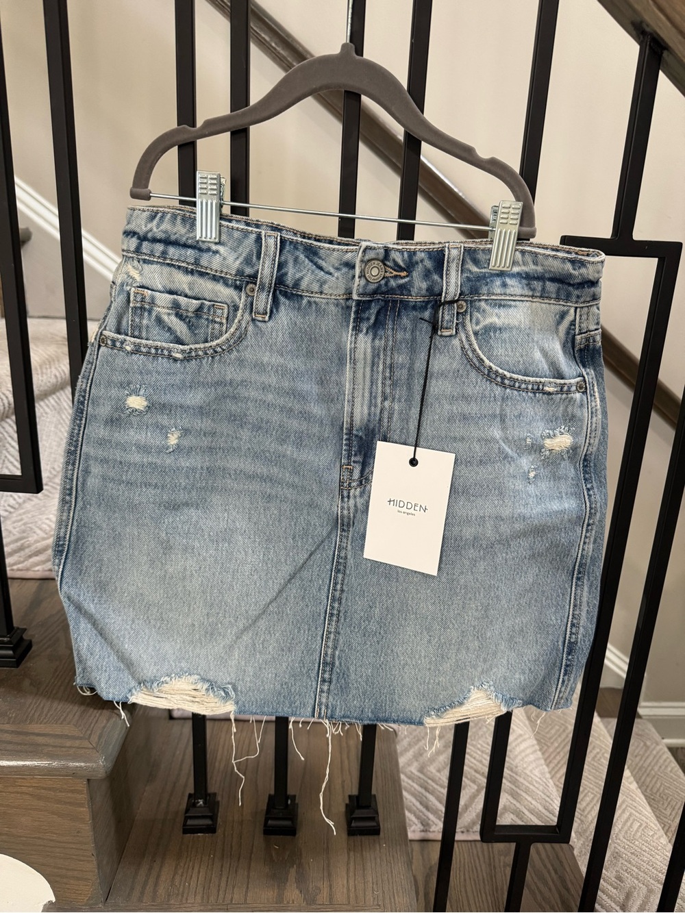 Stylish Jean skirt. New with tags. Smoke and pet free home.